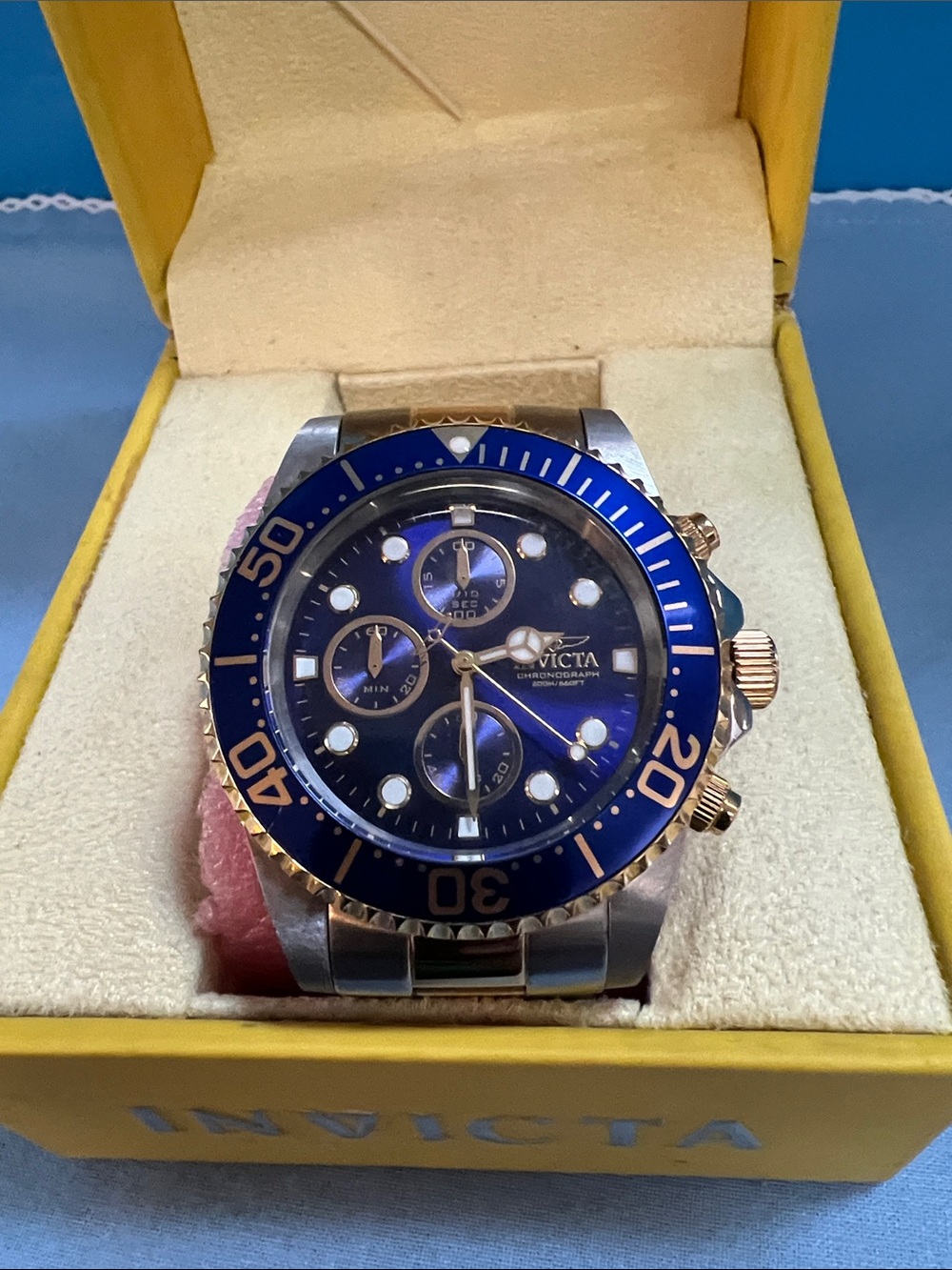 Invicta Blue and Gold & Stainless Steel, Chronograph Diver Watch, Model 1773